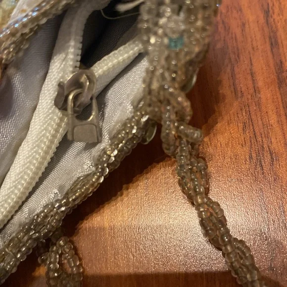 Vintage Beaded & Sequins Silver Purse with Beaded Strap - Picture 5 of 5